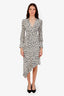 A.L.C. Black/White Midi Length Zip Up Draped Dress Size 0