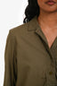 Sandro Olive Green Cotton Ruffled Cuff Blouse Size 2