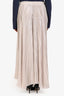 Dusen Champagne Pleated Satin Wide Leg Trousers Size S