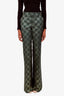 Gucci Green/Gold Metallic GG Flared Leg Pants Size 42