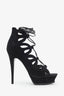 Saint Laurent Black Suede Platform Gladiator Platform Sandals Size 39.5