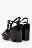 Pre-Loved Chanel™ Black Patent Leather Platform Open Toe Wedge Sandal Size 36.5