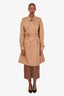 Gucci Beige Sequined Tiger Detail Gabardine Double Breasted Trench Coat Size 42