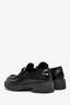 Prada Black Brushed Leather Triangle Plaque Logo Loafers Size 37