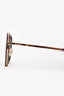 Max Mara Rose Gold Brown Round Aviator Sunglasses