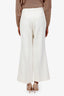 Gucci White Cotton Wide Leg Logo Patch Pants Size 42