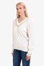 See By Chloe White Deep V-Neck Lace Details Long Sleeve Top Size M