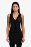 Pianoforte di Max Mara Black Sheer Silk Sleeveless Ruffle Blouse Size M
