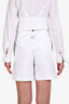 Hermès White Cotton High Waisted Shorts Size 34