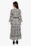 Misa Green/White Patterned Lucinda Ruffled Midi Dress Size S