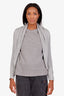 Cardigan ouvert en maille métallisée argentée Black Label de Ralph Lauren, taille M