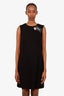 Dolce & Gabbana Black Sequin Logo Rose Detail Sleeveless Midi Dress Size 42