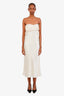 House Of CB Cream Strapless Satin Midi Dress Size S