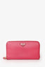 Prada Pink Saffiano Leather Zip Around Wallet