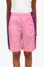 Louis Vuitton Pink/Purple Nylon Logo Shorts Size 38