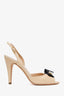 Pre-loved Chanel™ Beige/Black Leather CC Pearl Heels Size 40