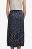 Maje Navy/White Jacquard Horse Print Studs Midi Skirt Size 38