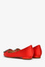 Manolo Blahnik Red Satin and Leather Hangisi Flats Size 36
