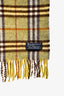 Burberry Green/Brown Wool House Check Fringe Scarf