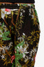 Isabel Marant Étoile Black Floral Patterned Cotton Straight Leg Trousers Size 36