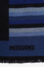 Missoni Blue/Black Wool Chevron Printed Scarf Mens