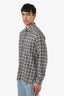 Chemise à manches longues Lanvin en coton gris/noir à carreaux, boutonnée, taille homme 41