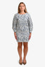 Chloe Blue/White Print Long Sleeve Top + Mini Skirt Set Size M