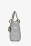 Christian Dior 2016 Pearl Grey Cannage Lambskin Mini Lady Dior with Chain