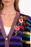 Gucci Multicolour Wool Striped Metallic Floral Logo Cardigan Est Size S