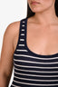 A.L.C Cream/Navy Blue Knit Cotton Striped Scoop Neck Sleeveless Maxi Dress Size Large