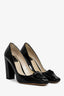 Christian Dior Black Patent Leather Block Heel Pumps Size 37.5