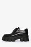 Prada Black Brushed Leather Monolith Lace Up Loafers Size 39.5