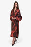 Acne Studios Red/Black Draped Floral Print Cotton Midi Dress Size 38