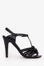 Pre-loved Chanel™ Black Leather Camellia Ankle Strap Sandals Size 36.5