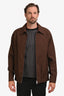 Gucci SS25 Brown Twill Logo Bomber Jacket Size 48 Men's