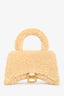 Balenciaga Cream Shearling Hourglass XS Top Handle with Strap