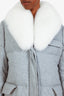 Thom Browne Grey Wool and Fox Fur Hooded Puffer Coat Size 40