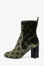 Louis Vuitton Green Velvet Monogram Block Heel Ankle Boots Size 38
