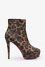 Christian Louboutin Leopard Print Platform Ankle Boots Size 38