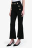 Balmain Black Gold Button Detail Wide Leg Trousers Size 34