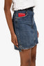 Miu Miu Blue Denim Medium Washed Embellished Studded Pocket Midi Skirt Size 38