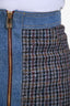 Sandro Blue Denim/Multi Houndstooth Zip Mini Skirt Size 34