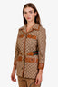 Gucci Brown Canvas and Leather GG Monogram Horsebit Belted Jacket Size 40