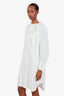 Chloe White Satin Ruffle Tie Detail Long Sleeves Dress Size 38