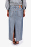 Darkpark Silver/Blue Denim Slit Midi Skirt Size 28