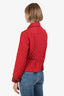 Burberry London Vintage Red Quilted Cropped Jacket Size 6
