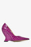 Bottega Veneta Purple Patent Croc-Embossed Punta Heels Size 35