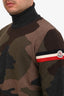 Moncler Grey/Camouflage Virgin Wool Turtleneck Sweater Size XXL Mens