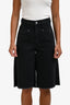 Isabel Marant Black Denim Distressed Trim Natalina Bermuda Shorts Size 34