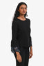 See by Chloe Black Ruffled Embroidered Cuff Long Sleeve Top Size XS